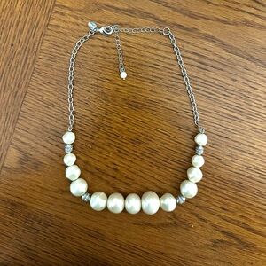 Lia Sophia Cream and Silver Pearl Necklace